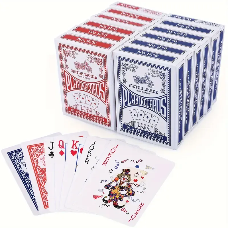 LotFancy Premium Playing Cards - 12pcs,  Durable Plastic-Coated Poker Decks in Blue & Red, Perfect for Family Games and Christmas Fun