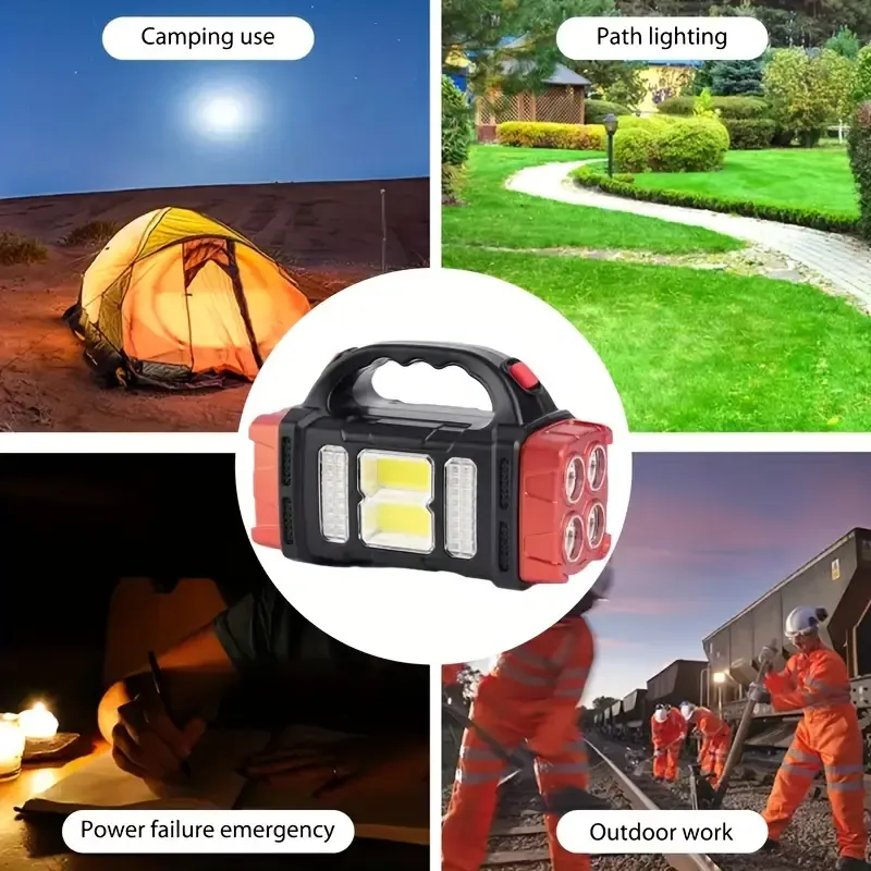Multifunctional LED Solar Camping Lantern, Bright Portable Rechargeable Flashlight For Outdoor Hiking Camping When Power Outage