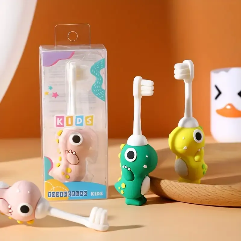 KiddieSoft Dinosaur Toothbrush - Gentle Soft Bristle, Easy to Clean, Fun Cartoon Design, Suitable for Little Ones Aged 3-6 Years, Perfect for Early Childhood Oral Care