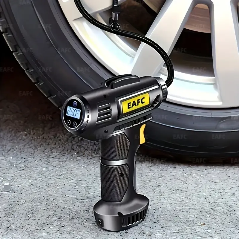 150PSI Cordless Portable Air Compressor: Car Tire Inflator Pump With Pressure Gauge & Light For Cars, Motorcycles & Bicycles