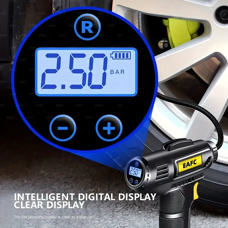 150PSI Cordless Portable Air Compressor: Car Tire Inflator Pump With Pressure Gauge & Light For Cars, Motorcycles & Bicycles