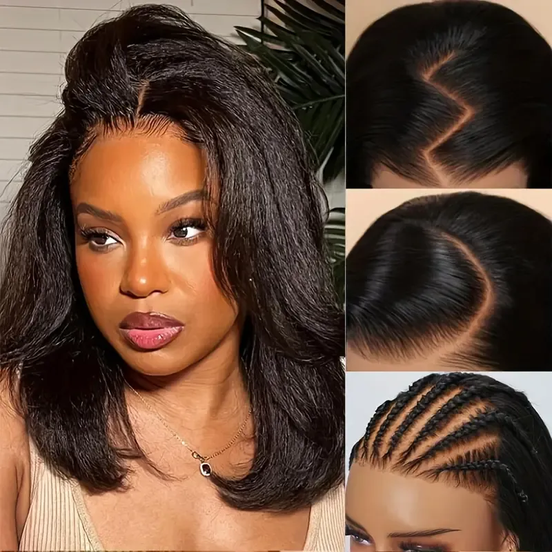 Klaiyi Yaki Straight Put On and Go Glueless Bob Wig 7x5 Pre-Cut Lace Closure Wig Beginner Friendly Flash Sale