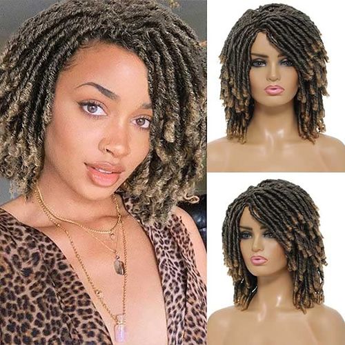 Dreadlock Wig Short Twist Wigs For Women Afro BlacCurly Synthetic Wig Faux Locs Braided Crochet Synthetic Hair Wig For Women