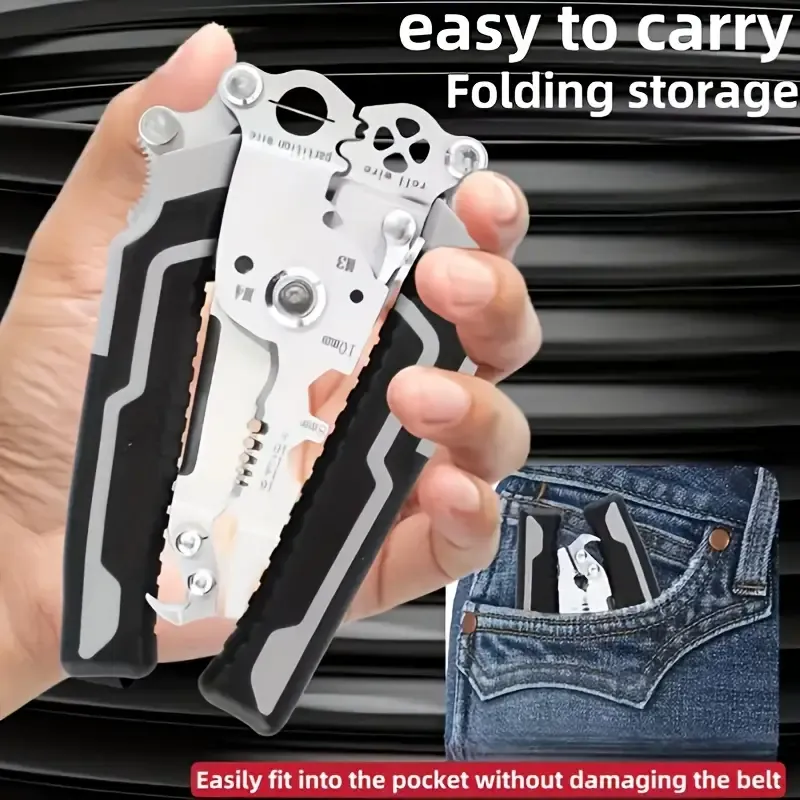 1PC18-in-1 Foldable Wire Stripper Manual Tool