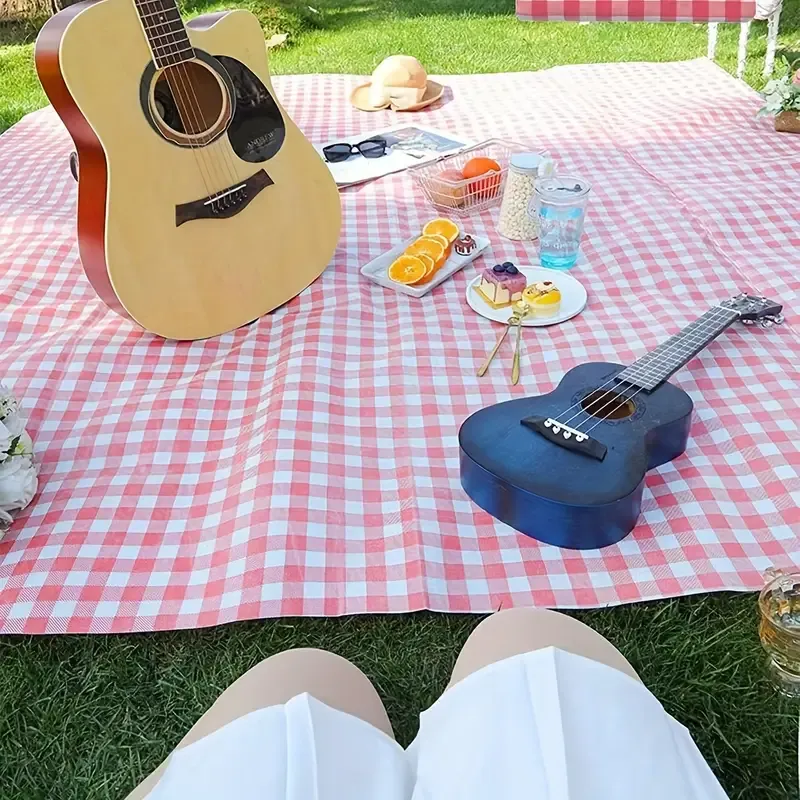Extra Large Outdoor Picnic Blanket - Sandproof, Waterproof Camping Mat with Checkered Design