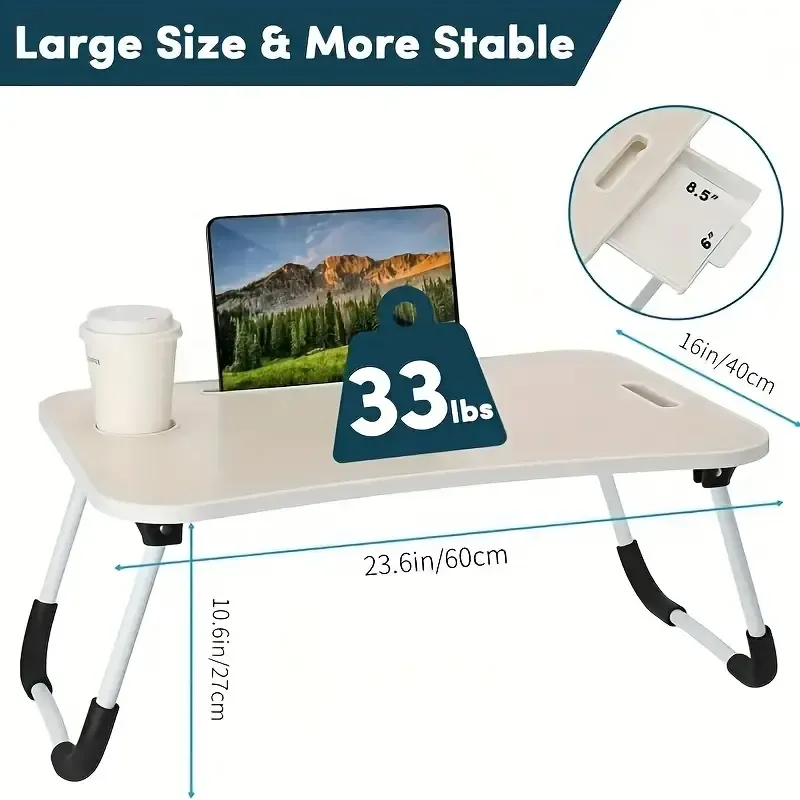 Ultra Large Multi Functional Laptop Bed Table - Portable Tray Holder with Cup Holder
