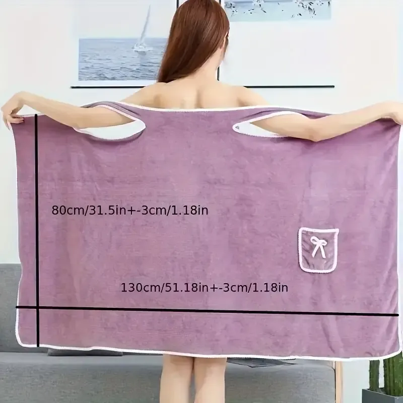 1pc Coral Velvet Wearable Bath Towel Skirt for Women - Soft