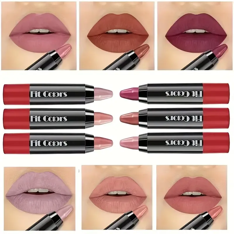 6 Pieces, Crayon Lipstick, Matte Lipstick, Easy Coloring Lip Liner, Durable Easy Coloring Moisturizing Lipstick, Girls' Must-Haves, Valentine's Day Gifts for Women