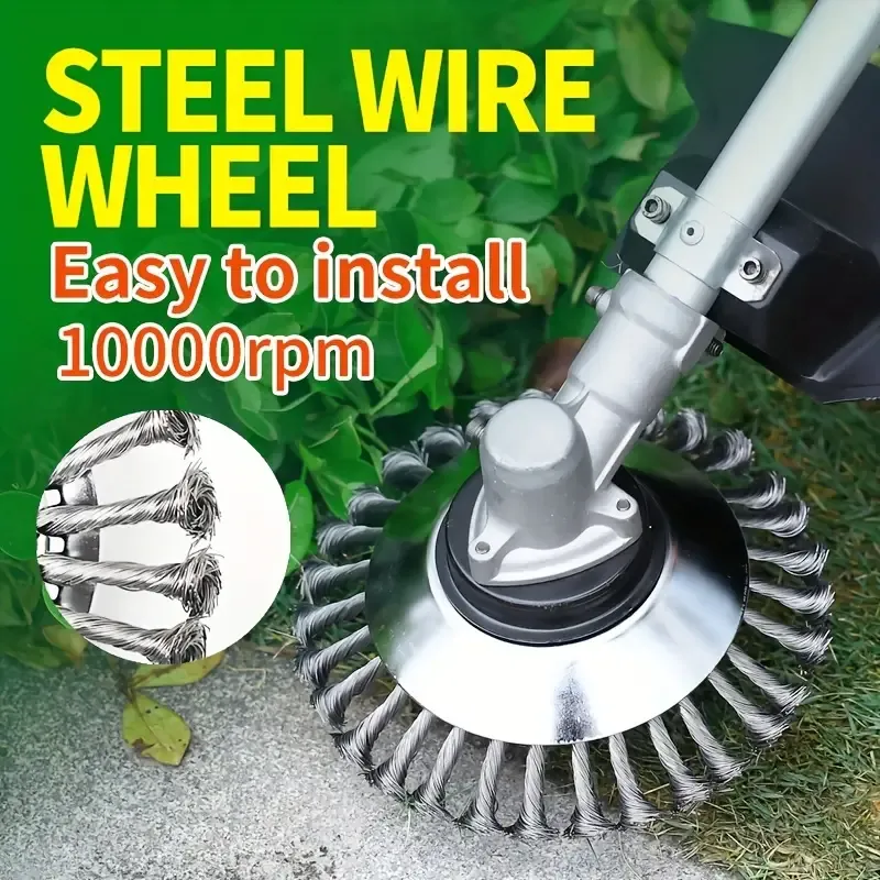 8 Inch Steel Wire Brush Garden Weed Whacker, Metal Material, for Lawn Mower, Grass Trimmer, Weed Trimmer Head