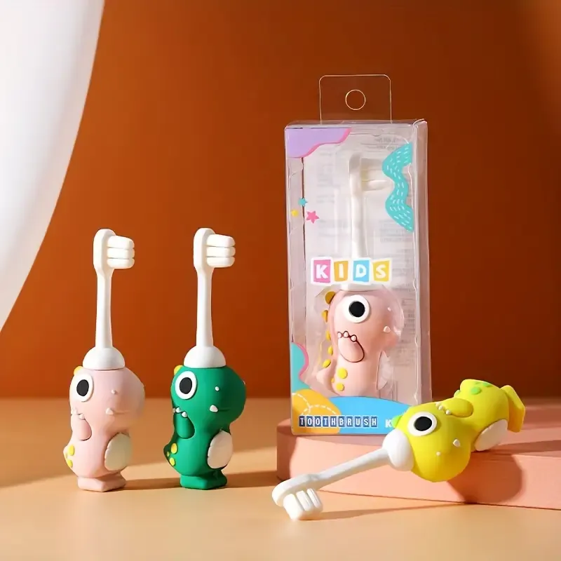 KiddieSoft Dinosaur Toothbrush - Gentle Soft Bristle, Easy to Clean, Fun Cartoon Design, Suitable for Little Ones Aged 3-6 Years, Perfect for Early Childhood Oral Care