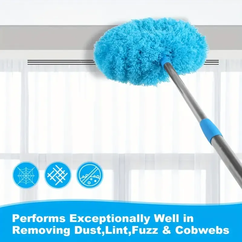 1pc Microfiber Washable Ceiling Fan Cleaner with Telescoping Extension Pole for High Ceiling Fan, Furniture, Blinds, Car