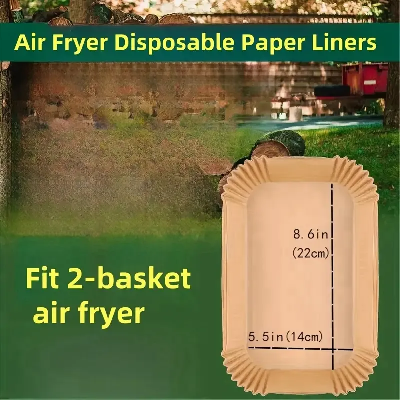 200pcs Air Fryer Disposable Paper Liners Rectangle, Non-Stick Parchment Baking Paper For Ninja Dual Air Fryer, Air Fryer Accessories