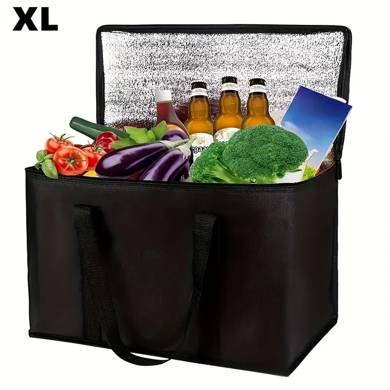 arge  XL Insulated Bag: Keep Food Hot & Cold For Hours Grocery Tote, Soft Cooler Bag, Pizza Warmer, Lightweight & Sturdy Zipper Christmas Gift