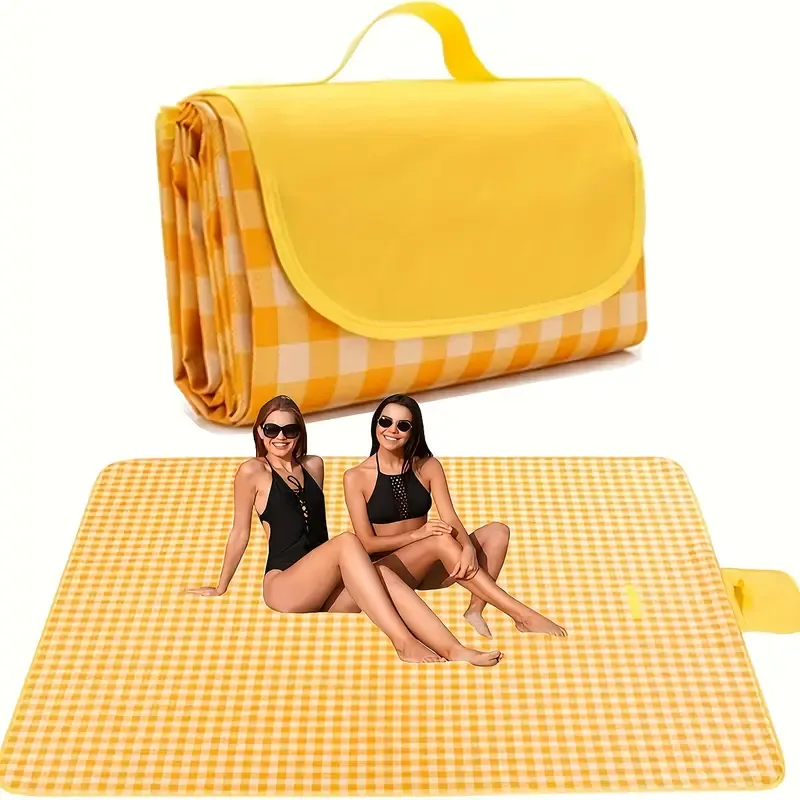 Extra Large Outdoor Picnic Blanket - Sandproof, Waterproof Camping Mat with Checkered Design