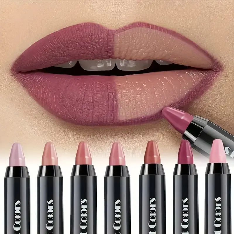 6 Pieces, Crayon Lipstick, Matte Lipstick, Easy Coloring Lip Liner, Durable Easy Coloring Moisturizing Lipstick, Girls' Must-Haves, Valentine's Day Gifts for Women