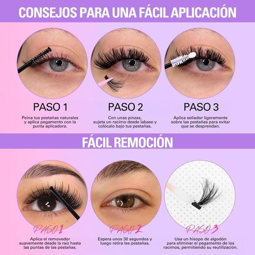 Sefiora 30D+40D+50D Kit de Clusters de Pestañas Waterproof 300Pcs con Adhesivo Duradero y Removedor para Principiant