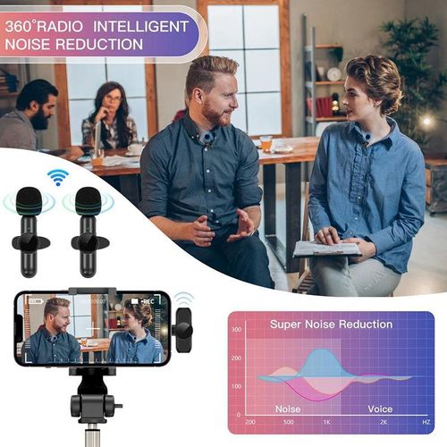 LENTIVEN Wireless Mikrofon dengan Clip on Wireless microphone Mikrofon