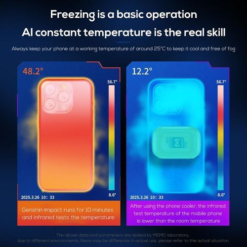 Magnetic phone cooler with semiconductor cooling technology for gaming, battery-powered, wireless, no plug required