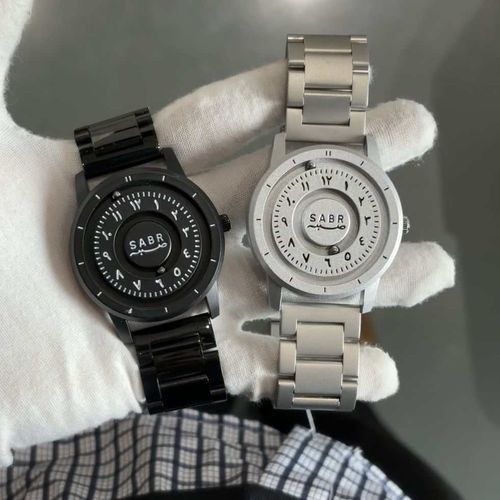 SABR Tech-Inspired Arabic Numerals Magnetic Bead Hands with Markers Customizable Mirrorless Black Tech Men's Watch