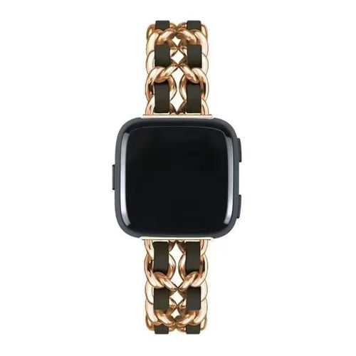 Compatible with Apple Watch S109876543 Generation Premium Chanel-Style Strap Leather & Metal Chain