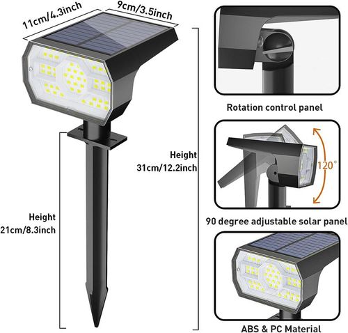 Kaxiida Solar Lights Outdoor Waterproof IP68, 56 LED 3 Lighting Modes Solar Powered Spot Light for Garden