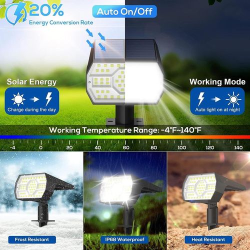 Kaxiida Solar Lights Outdoor Waterproof IP68, 56 LED 3 Lighting Modes Solar Powered Spot Light for Garden