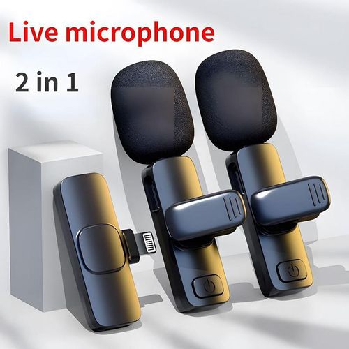 LENTIVEN Wireless Mikrofon dengan Clip on Wireless microphone Mikrofon