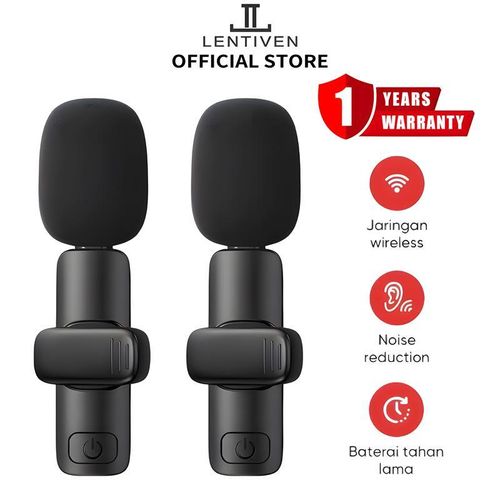 LENTIVEN Wireless Mikrofon dengan Clip on Wireless microphone Mikrofon