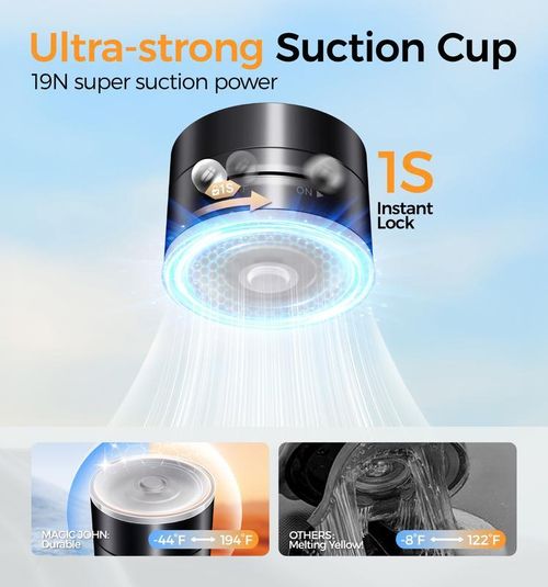 MAGIC JOHN 360° Magnetic Phone Holder Strong Magnetic Grip, Anti-Slip Base & Foldable Design for Car, Home & Travel
