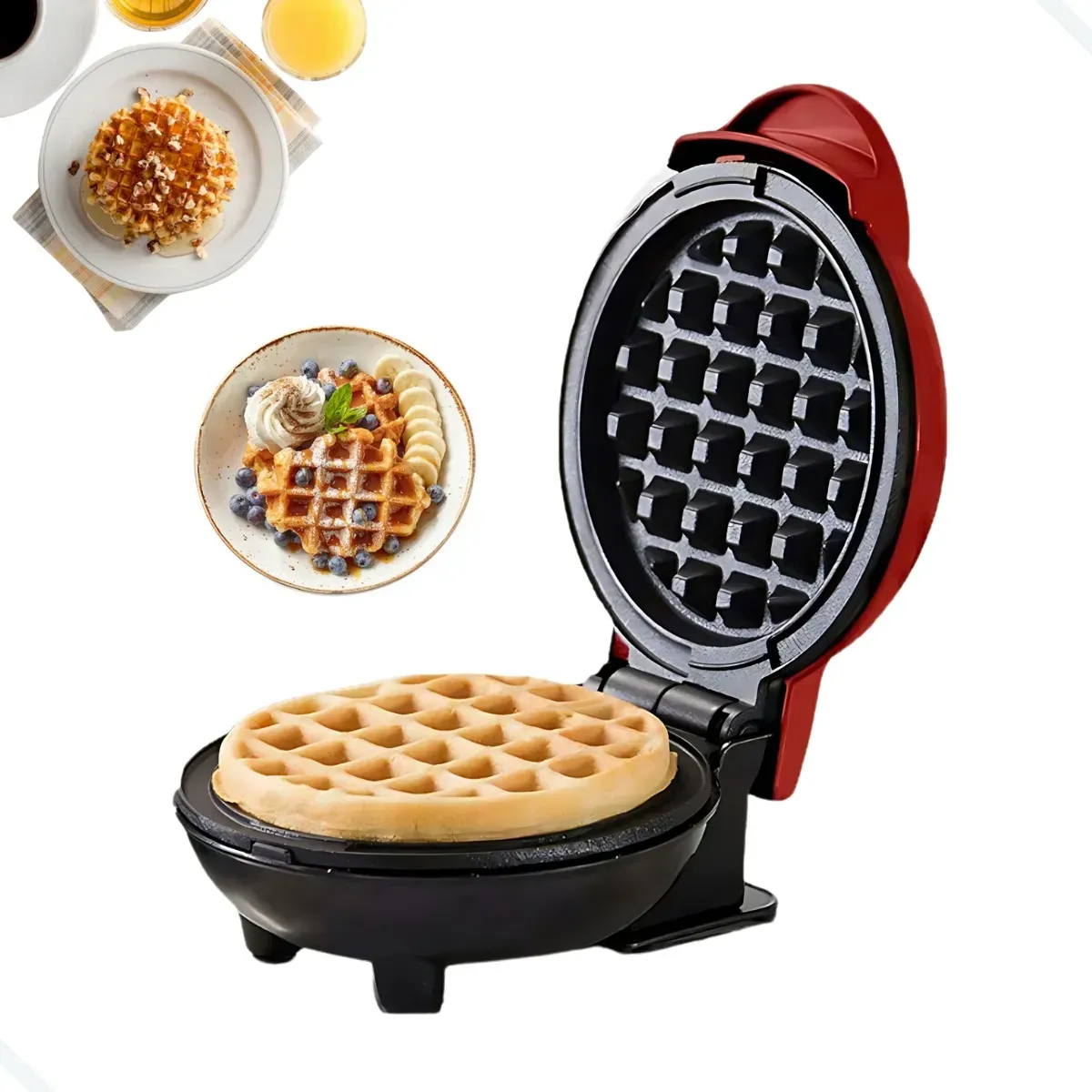 Máquina De Fazer Waffle Mini Grill Panqueca Elétrica