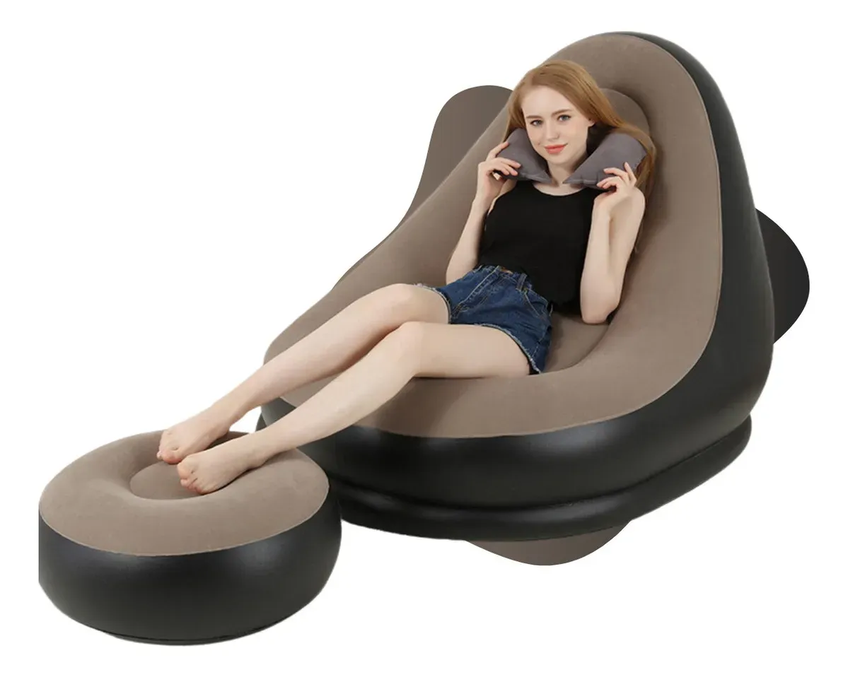 Poltrona Inflável Puff Circular Liso Conforto Envio Ja