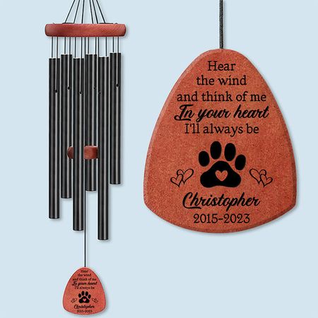 In Your Heart I'll Always Be - Memorial Personalized Custom Wind Chime - Sympathy Gift, Gift For Pet Owners, Pet Lovers