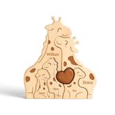 Wooden giraffe Family Name Puzzle