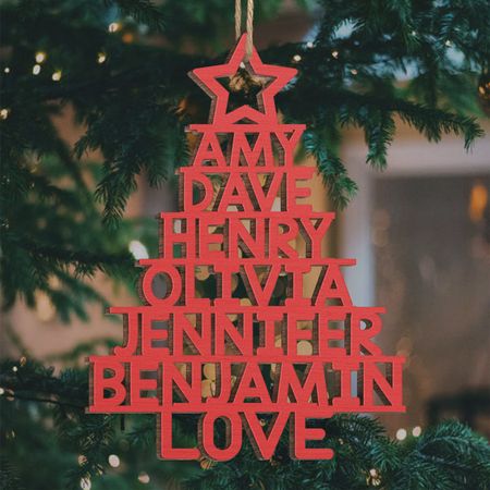 Personalized Family Name Christmas Tree Ornament – Custom Wooden Holiday Keepsake 2025