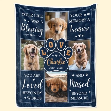 The Final Thank You: Personalized Memorial Photo Blanket for Pets