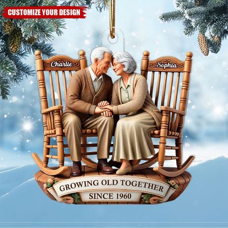Custom Acrylic 3D Effect Couple Ornament – Growing Old Together