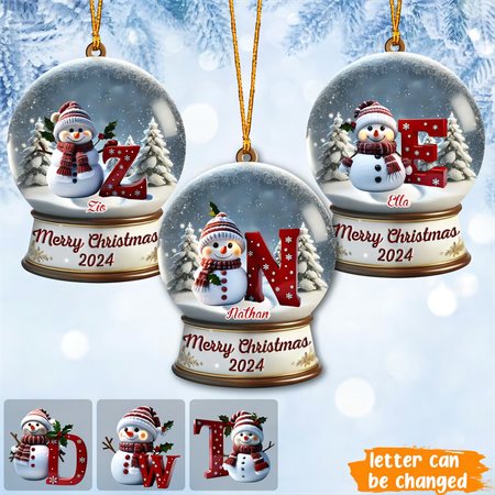 Personalized Snowman Christmas Acrylic Ornament with Custom Lettering and Name - 2025 Holiday Decor Gift