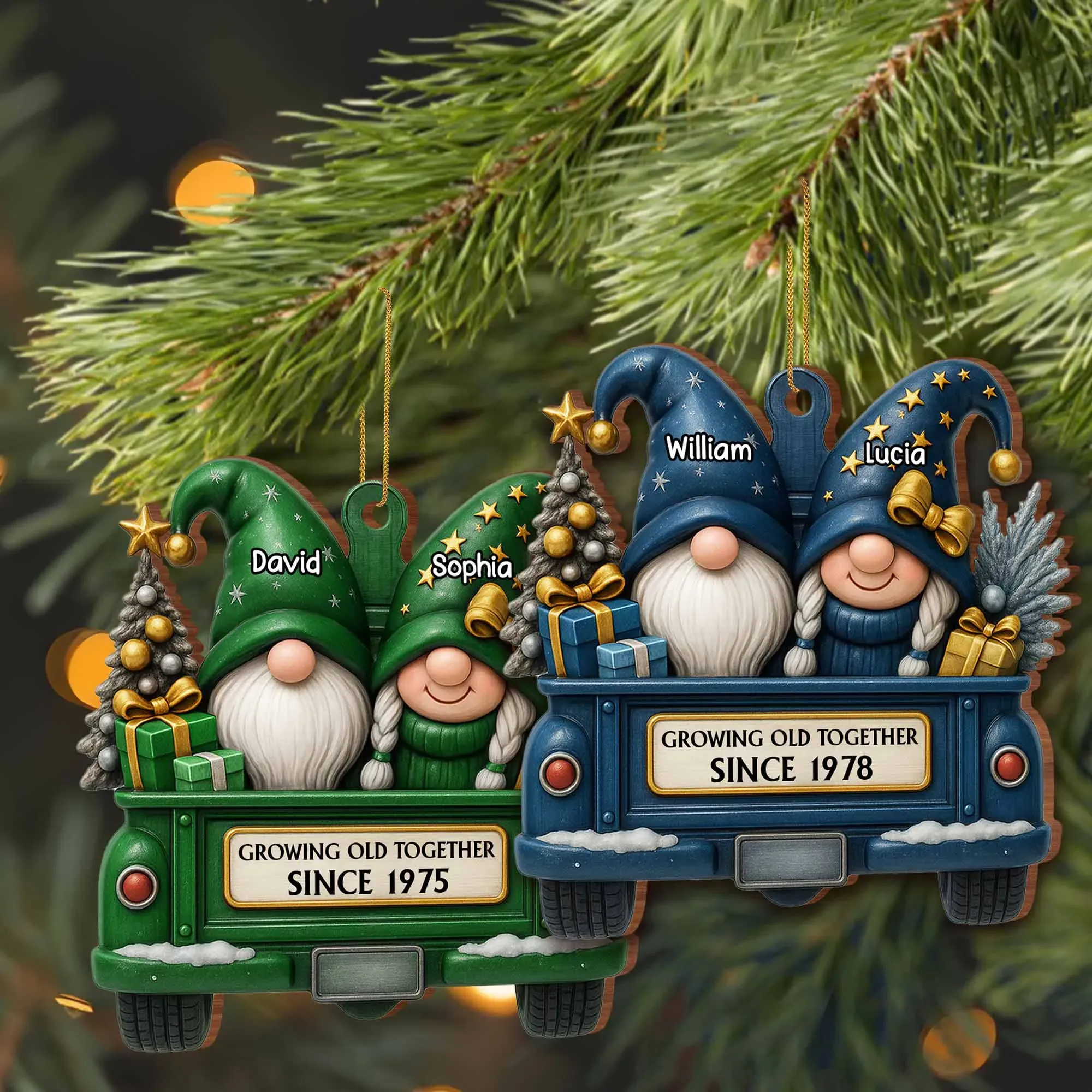 Custom Names & Anniversary Year – Growing Old Together Christmas Decoration