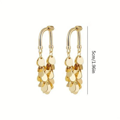 Fahion Long Tassel Dangle Earrings Bohemian Sparkly Fringe Geometric Bar Formal Gold Drop Earrings for Women Charms Boho Holiday Ear Jewelry