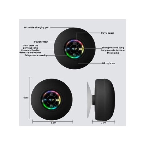 Hot-Selling Mini Waterproof Wireless Bluetooth Speaker - Clear Sound Quality, Suction Cup Fixing, LED Light, IPX4 Waterproof Rating, Supports USB Charging
