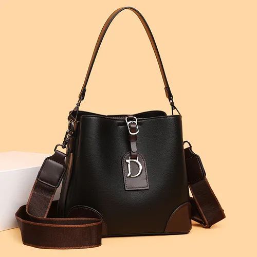 Minimalist Contrast-Color Bucket Bag for Women – Stylish and Spacious Design