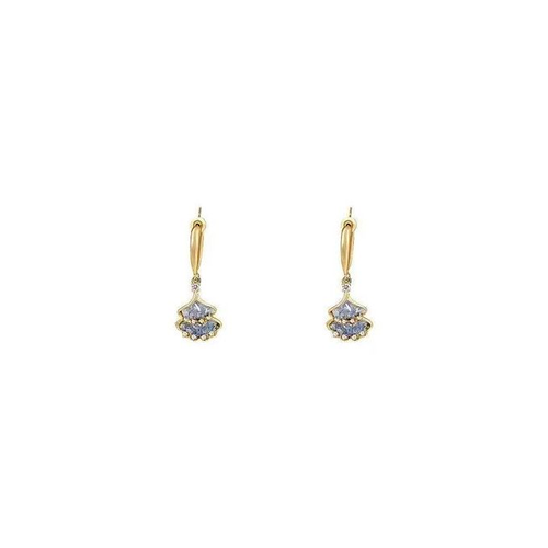 New 2025 Unique Sparkling Blue Crystal Ginkgo Leaf Tassel Earrings - Slimming Face & Elegant Style