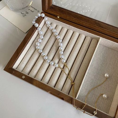 Fahion Parisian Glide Pearl Choker Petit Pavé Chain w Curated Drop - Sculptural Décolleté