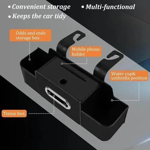 Multifunctional car seat back storage box