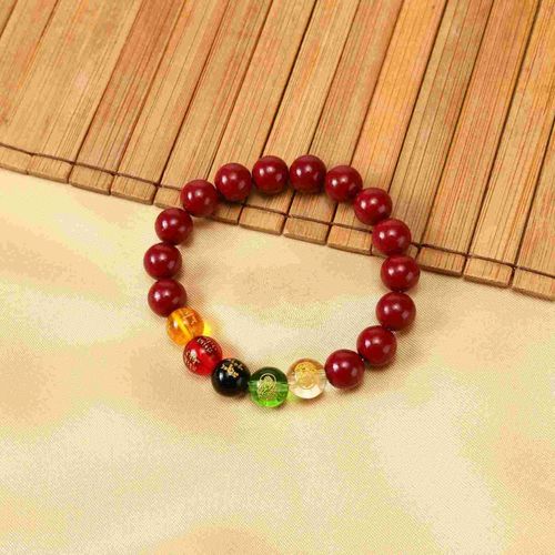 Good Luck Attract Money Beaded Bracelet Feng Shui Five God of Wealth Cinnabar Energy Stone Bead Bracelet