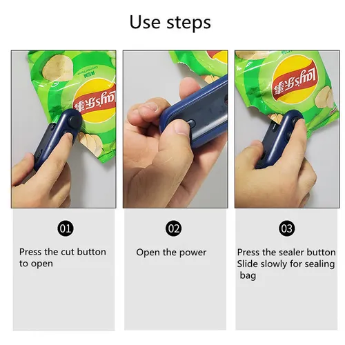 Best-selling Mini Food Packaging Bag Sealer - 2-in-1 Sealing & Cutting, Long Battery Life, Rechargeable, USB Type-C Compatible, Colors Shipped Randomly