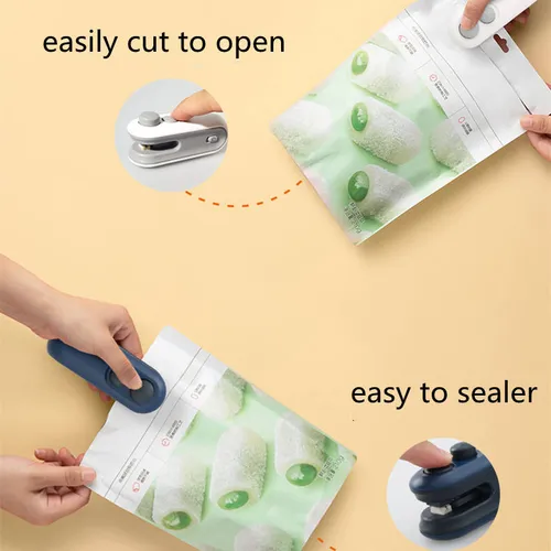 Best-selling Mini Food Packaging Bag Sealer - 2-in-1 Sealing & Cutting, Long Battery Life, Rechargeable, USB Type-C Compatible, Colors Shipped Randomly