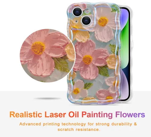 iPhone 16 Colorful Retro Oil Painting Print, Purely Designed Silicone Phone Case with Camera Protection(iPhone 16)