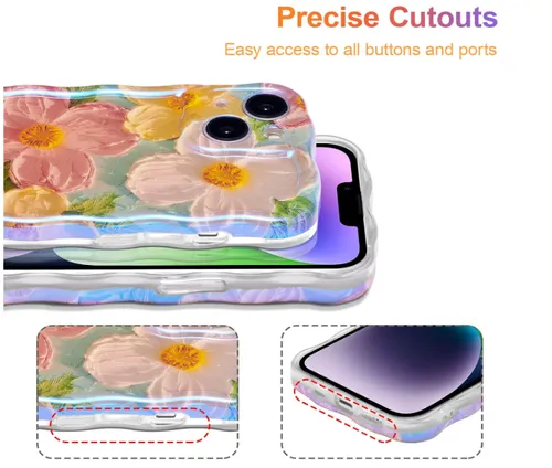 iPhone 16 Colorful Retro Oil Painting Print, Purely Designed Silicone Phone Case with Camera Protection(iPhone 16)