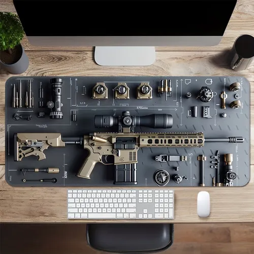 Gun Parts Assembly Large Mouse Pad XXL Desk Mat Non-Slip Rubber Base Gaming Keyboard and Mouse Stitched Edges for Home and Game